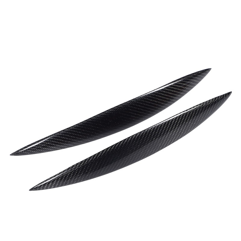 2pcs Carbon Fiber Headlight Eyebrows Left Right Glossy 3K Twill