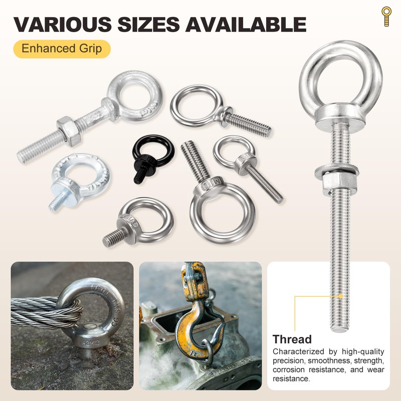 METALLIXITY Shoulder Eye Bolt with Flat Washers & Nuts &