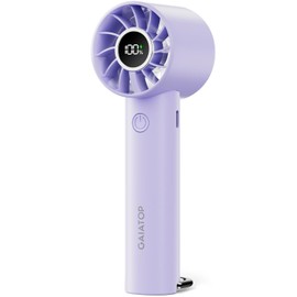 Gaiatop Portable Mini Fan, Handheld Fan with LED Display & Flashlight, 3 Speeds 2000mAh USB Rechargeable Battery Fan, Small Personal Desk Fan for Women Men Girls Kids Indoor Outdoor Travel Purple
