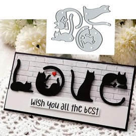 Suds&WH 4pcs Cute Cat Metal Die Cuts,Merry Christmas Cat Cutting Dies Cut Stencils DIY Scrapbooking Decorative Embossing Paper Scrapbooking Card Making, silver, Suds&WH-001