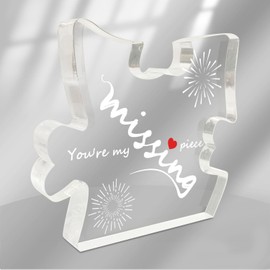 Gifts for Girlfriend Boyfriend, Birthday Wedding Anniversary Keepsake, Wife Gifts from Husband, Table Desk Puzzle Plaque Acrylic for Home Decorations, You Are My Missing Piece Sign for Her