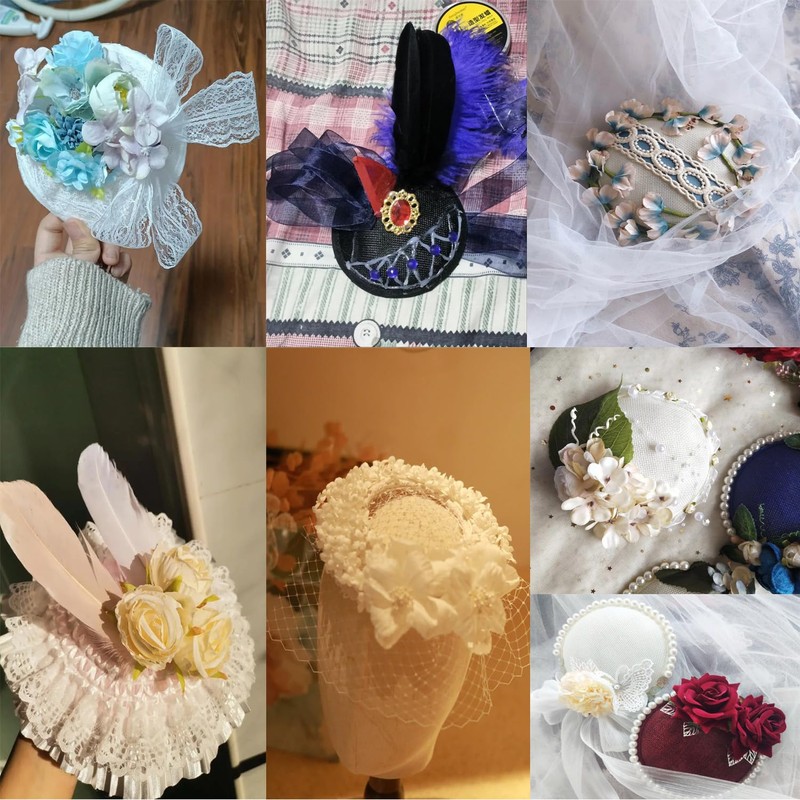 ArrErr 2 Pack Fascinators Hats Base 5 Inch Fabric Round