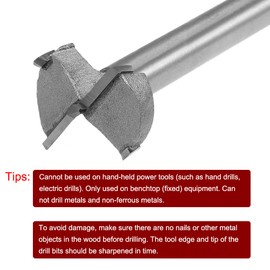 sourcingmap Forstner Drill Bits 30mm, Tungsten Carbide Wood Hole Saw Auger Opener 125mm Length, Woodworking Hinge Hole Drilling Boring Bit Cutter (Gray)