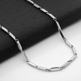 TREE NEST Cadena para Hombre,Collar de Acero Inoxidable de 3mm Unisexo para Hombres y Mujeres,Plata Chapada en Cadenas de Collar,Cadena de Hip Hop para Hombres,Estilo Punk,Regalos para Hombre Cumpleaños,20-24Pulgadas