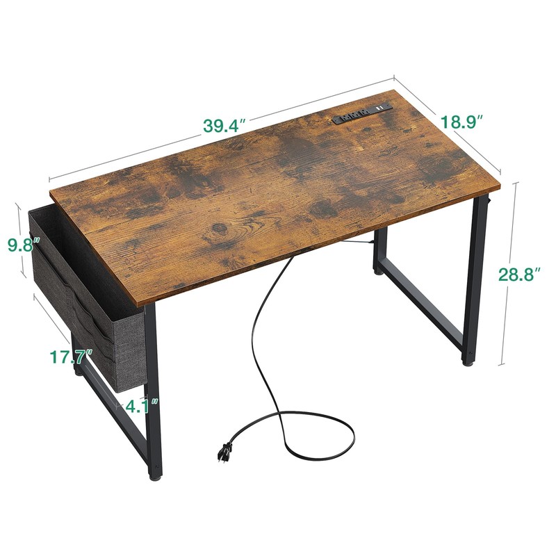 AODK 40 inch Small Computer Desk with Power Outlet for