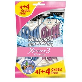 Wilkinson Sword Xtreme 3 Beauty 4 Disposable Razors with 4 Free Ones, Pack of 8