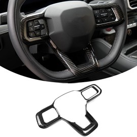 Jogon Dry Carbon Fiber Steering Wheel Trim Bezel for Ford Mustang S650 GT Dark Horse EcoBoost 2024 2025, Interior Moulding, Steering Wheel Panel Frame Trim Cover