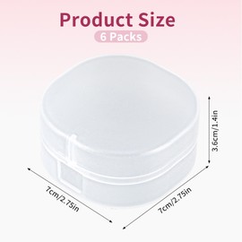 Lnngub 6 Pcs Cotton Rounds Travel Case,Portable Travel Cotton Round Holder Plastic Cosmetic Cottons Pad Holder with Hanging Loop Sealed Suitable for Makeup Remover Cottons Balls Powder Puff