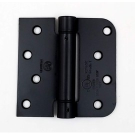 Spring Hinges 4 Inch with 5/8 Inch Square Corner, Self Closing Adjustable, Flat Black, 2 Pack