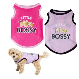 2 Pack Dog Shirts Puppy Clothes,Dog T-Shirt Summer Breathable Cotton Shirts Puppy Sweatshirt Dog Soft Tank Top Sleeveless Vest Pet Girl Boy Clothing for Dogs Puppies Cats (XS)