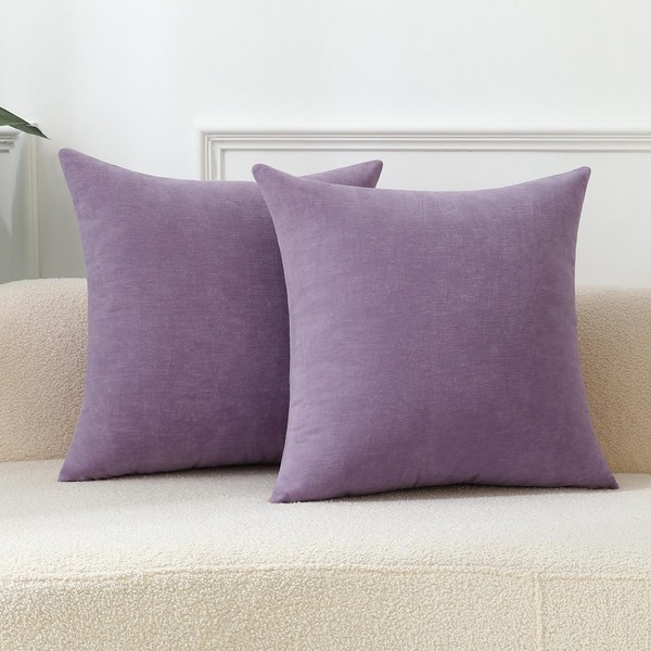 Qanatmz Lavender Cozy Soft Throw Pillow Covers, Light Purple Decorative