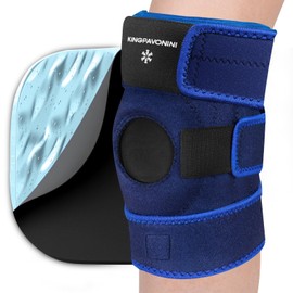 KingPavonini Icing Supporter, Adjustable Knee, For Cold and Hot Use, 360° Fit, Reusable, Cover, Washable, Sports, Cooling Gel for Adults and Kids (DuckBlue)