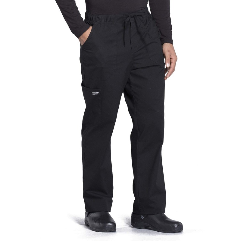 Cherokee Cherokee Workwear Professionals WW190 Mens Tapered Leg Pant,Black,Medium Short