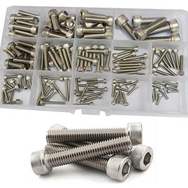 Hex Socket Head Cap Screw Metric Thread Hexagon Allen Machine Bolt M2.5 M3 M4 M5 M6 M8 Metal Standard Fastener Hardware Assortment Kit Set 135Pcs 304 Stainless Steel M2.5-M8
