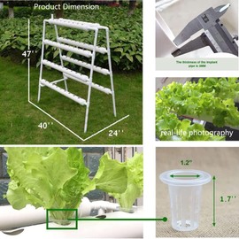 INTBUYING Hydroponics Growing System 70 Holes 8 Pipes 4 Layers Plant Site Grow Kit Food-Grade PVC-U Pipes Hydroponic Gardending System for Leafy Vegetables Ladder Style Double Side