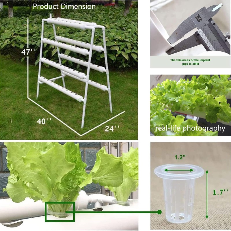 INTBUYING Hydroponics Growing System 70 Holes 8 Pipes 4 Layers