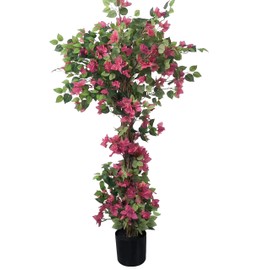 LYTREWPLANT Bougainvillea Artificial Tree with Flowers (5.4FT-65 Inch) UV- Resistance Faux Blooming Flower Outdoor/Indoor Tree Front Porch Plants, Home, Office, Living Room Decor