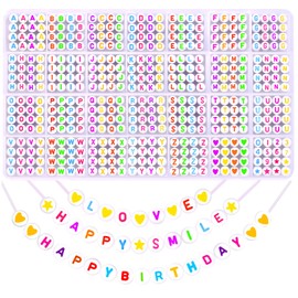 DIYDEC 1400pcs Colorful Letter Beads Kits, A to Z Acrylic Round Spacer Alphabet Beads Heart Star Threading Beads for Bracelets Necklaces DIY Jewelry Making