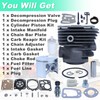 Adefol 54mm Cylinder Piston Carb 30pcs Kit for Husqvarna 288XP