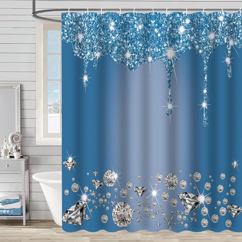 FAIRYGATE Shower Curtain Gradient Blue Shower Curtains with Strong Hooks