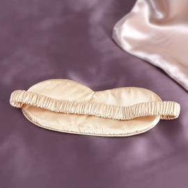 THXSILK Silk Sleep Eye Mask with Elastic Strap 25 Momme, Extremely Soft & Smooth, Blindfold for Full Night Sleep, Travel, Nap (Champagne)