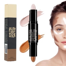 Corrector en barra de doble extremo Resaltar Stick, Contorno Stick 2 en 1 Cuerpo Cara Nariz Corrector Contorno Pen Impermeable Bronzer Stick Sombreado Maquillaje Sticks (2#-contour, M)