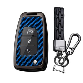 TECART Smart Flip Car Key Shell Protector Key Fob Cover Fit For Hyundai Elantra Solaris i30 i35 i40 ix35 Sonata Tucson Verna Celesta Accent Kona Genesis Azera Keyring Accessories 3/4 Buttons Blue B