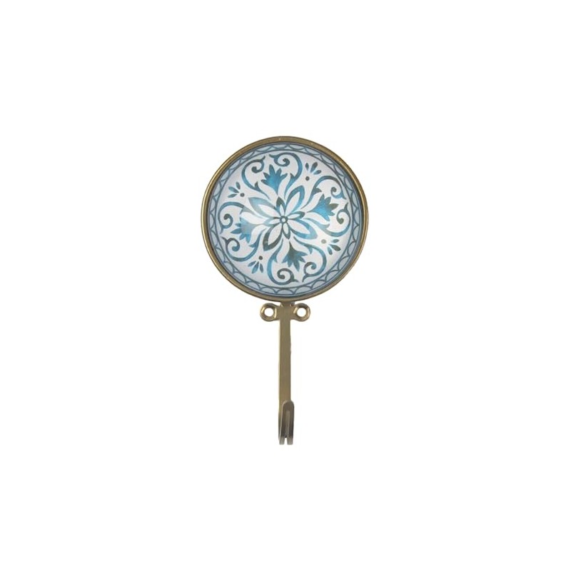 Fyne-Finds 15cm Glass Dome 3D Teal Blue Brass Hanging Hanger