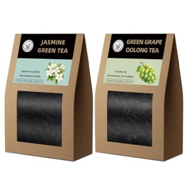 HANFANGLING Grape Oolong Tea and Jasmine Green Tea,Natural Loose Leaf Tea,The Choice for Enjoying a Beautiful Life,Tea Lover's Gift (Grape Oolong Tea + Jasmine Flower Green Tea)
