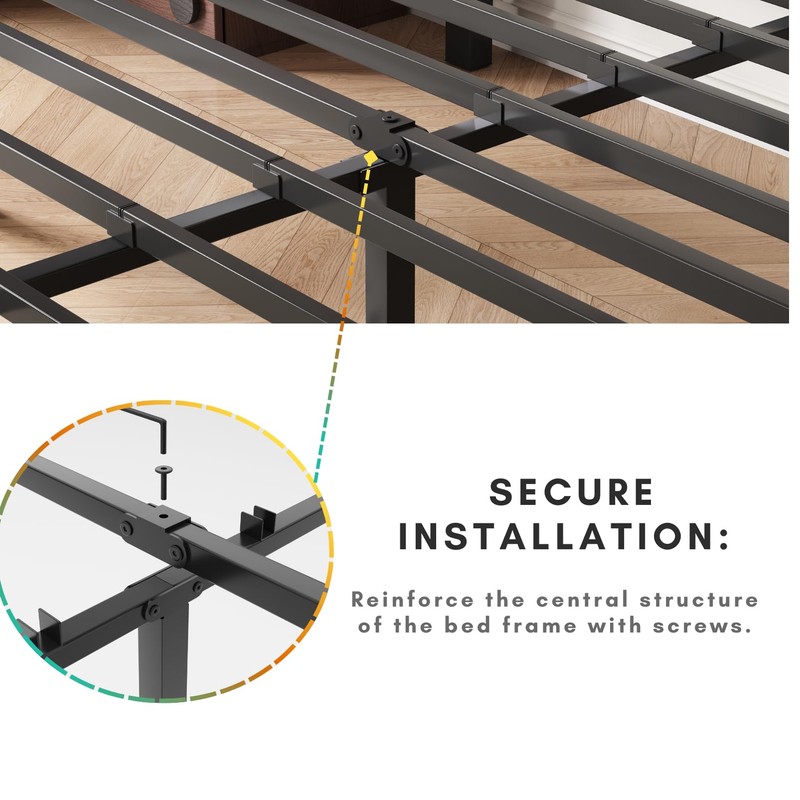 Neslime 12 Inch High Full Size Bed Frame Metal, Platform