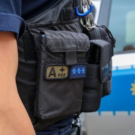 Café Viereck ® German Army Blood Group Patch Embroidered with Velcro – 5 cm x 3 cm (Olive – A+)