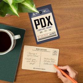 Portland, Oregon, PDX, Luggage Tag (4x6 Birch Wood Postcards, 2-Pack Stationary, Rustic Home Wall Decor)