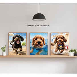 ZOQIPQO Beach Dog Canvas Wall Art,Surfing Dog Canvas Wall Art,for Kids Nursery Bedroom Living Room Office Home,6pcs (8X10 No frame