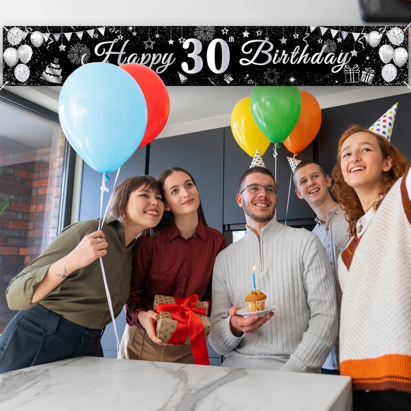 PartyYaa 30th Birthday Banner, 30th Birthday Banner Decoration, Extra Large