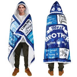 Wearable Blanket Hoodie for Brother, Birthday Blankets Gifts from Brother Sister, Soft Cozy Blue Throw Brother Blankets for Christmas Thanksgiving Day