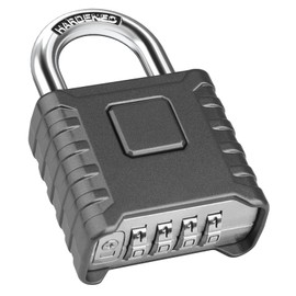 4-Digit Heavy Combination Lock, Diyife 52 mm Padlock with 8 mm Thick Shackle, Security Lock Made of 304 Stainless Steel, Waterproof and Theft-Proof for Yard, Fence, Garages, Gates - Grey