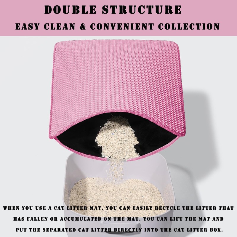 HCY&WLD Cat Litter Mat, Honeycomb Double Layer Cat Litter Trapping
