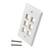NavePoint Snap-in Keystone Jack Flush Mount Wall Plate, ABS, 6-Port,