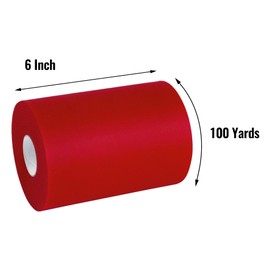 Joycrosso Tulle Fabric Rolls 6 Inch 100 Yards (300 feet) Organza Tulle Polyester Netting Spool for Wedding Decorations Gift Baby shower Crafts DIY Tutu Skirt-Soft & Drape (Red)