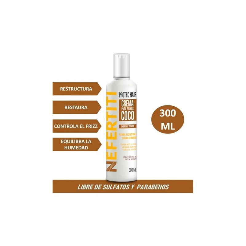 Crema Para Peinar Coco Con Keratina Cabello Teñido 300ml