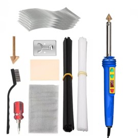 100W 2-in-1 Plastic Welding Soldering Iron Repair Kit, LCD Adjustable Temperature 200-600°C Soldering Iron with 40 Welding Rods with 4 Soldering Iron Tips, Plastic Repair Kit for Cars Bumper (Blue)