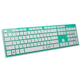 B.FRIENDIT Wired USB Keyboard, Comfortable Quiet Chocolate Keys, Durable Ultra-Slim Wired Computer Keyboard(QWERTY) for PC, Windows 11/10/8/7/XP/Vista KB1430 - Green