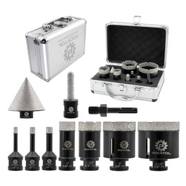 Diamond Core Drill Bit Set - FOCSTOL 10pcs (6/8/10/25/35/51/65mm+10mm Finger Bit+50mm Beveling Chamfer Bit+SDS Adapter) Diamond Hole Saw Kit for Porcelain Ceramic Tile Marble Granite