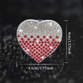 TOMALL Bling Car Engine Start Button Cover Diamond Interior Crystal Push Start Button Ring Sticker Sparkly Accessory Heart Bling Ignition Button Rhinestone Emblem Decal Universal for Car (White&Red)