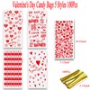 100 PCS Valentine's Day Treat Bags, 4 Styles Heart Lovers