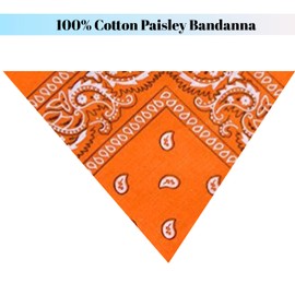 Lizzy | Bandana Multipack | 100% Cotton, Orange, 55x55cm | Paisley Print, Breathable, Unisex, Versatile Use | Headwear, Neckwear, Cycling, Fancy Dress Accessory
