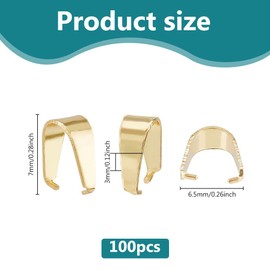 DICOSMETIC 100Pcs Stainless Steel Pinch Bails Small Pendant Pinch Bail Clip 7x6.5x3mm Pinch Clip Clasps 18K Gold Plated Finish Necklace Clasps Pendant Clasp for DIY Jewelery Making