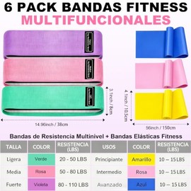 6 PCS Bandas de Resistencia,Bandas Elásticas,Varias Libras,Ligas Elásticas de Látex Natural Multifuncional,Bandas Elásticas para Hombres y Mujeres par