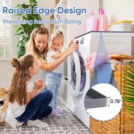 Washer and Dryer Covers for The Top, 51.2" x 25.6" Large Washer and Dryer Countertop, Non-Slip Waterproof Silicone Dryer Top Protector Mat, Washer Dryer Topper for Laundry Room Kitchen, Gray