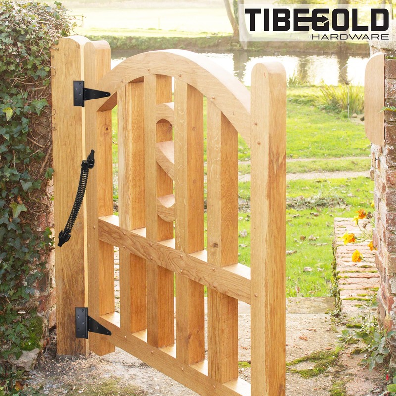 TIBEGOLD 14" Gate Spring Self Closing, Heavy Duty Black Door
